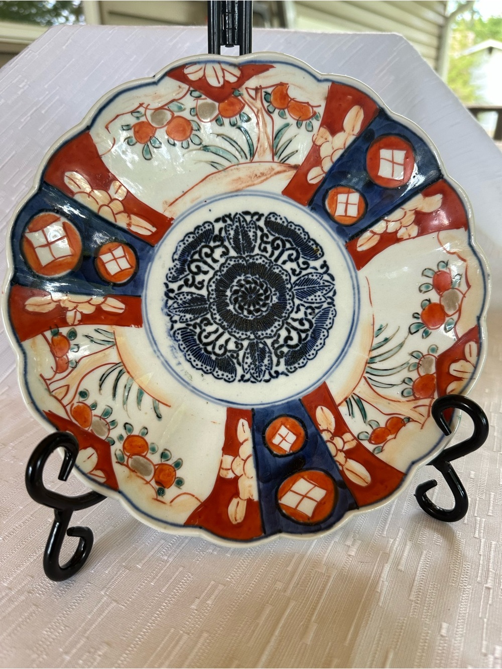 Antique Japanese Imari Porcelain Plate Hand Painted Floral Medallion 19th C